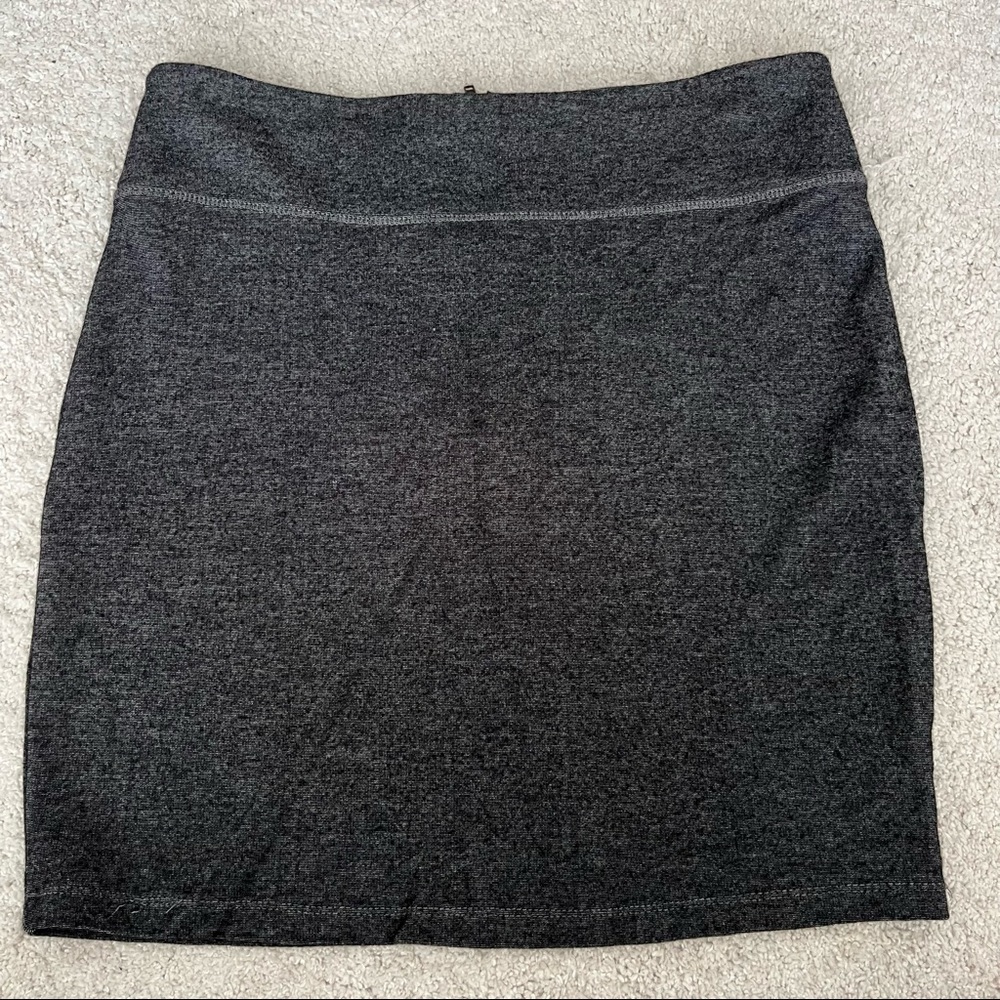 Charcoal Gray Zip Back Pencil Skirt
